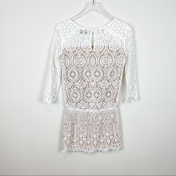 David Lerner Shopbop Crochet Lace 3/4 Sleeve Dress Size XS - Picture 7 of 7